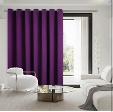 Purple Sliding Door Curtain 100" X 96L, Wide Room Divider Blackout