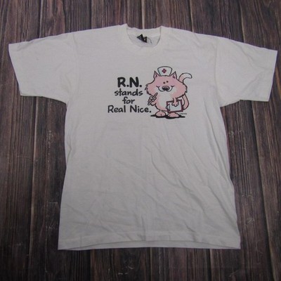Vintage Screen Stars Best R.N. Stands For Real Nice Shirt Mens L White Nurse Tee