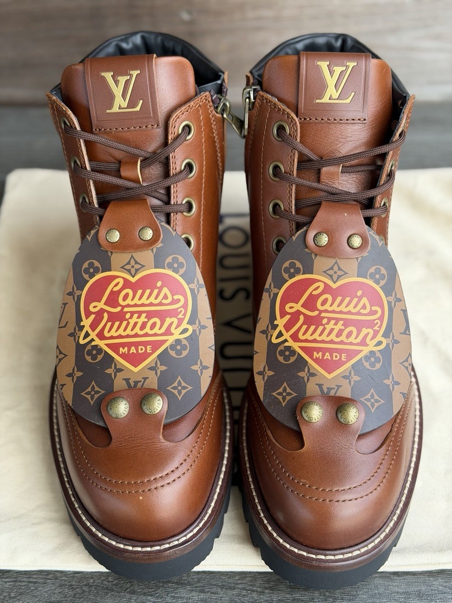 LOUIS VUITTON Oberkampf Ankle Boot Nigo Heart Lace Up Monogram