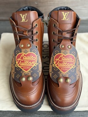LOUIS VUITTON Oberkampf Ankle Boot Nigo Heart Lace Up Monogram