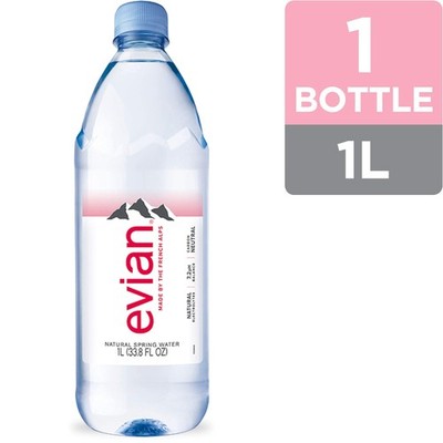 Evian Natural Spring Water, 1 L bottle 33.8 Fl Oz (Pack of 1)