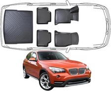3D Fußmatten & Kofferraumwanne Auto Set Kompatibel mit BMW X1 E84 2009 - 2015 