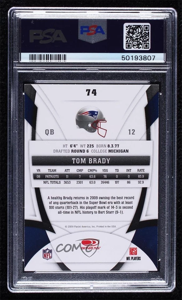 2009 Certified Tom Brady #74 PSA 9 MINT - Image 2 of 2