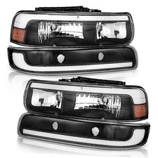 LED Headlights Assembly for 99-02 Chevy Silverado 1500 Clear I Black I Amber