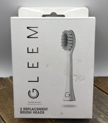 GLEEM (2 ) White Replacement Brush Heads Soft Bristles *NIP