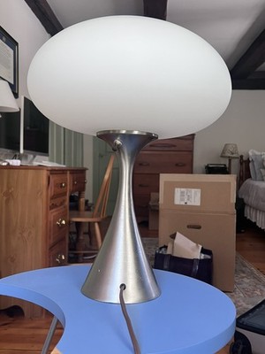 ORIGINAL Mid Century Laurel Frosted Mushroom Table Lamp Chrome