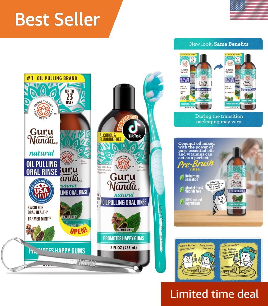 CocoMint Oil Pulling Mouthwash for Complete Oral Hygiene, 7 Essential Oils & ...