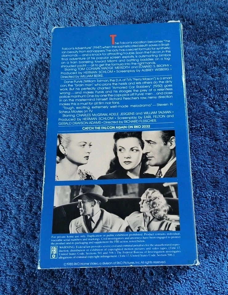 The Falcon’s Adventure Armored Car Robbery VHS RKO Double Feature Play Tested Foto 2 de 3