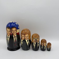 Political Leaders 5 Nesting Dolls US /Russian Obama-Kennedy/Medvedev-Khrushchev
