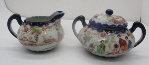 Vintage Nippon Japanese Geisha Ware Creamer and Sugar with Lid