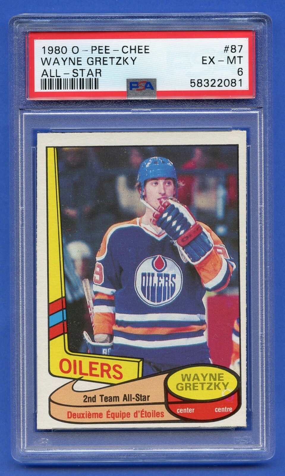 1980 WAYNE GRETZKY PSA 6 EX-MT O-PEE-CHEE ALL-STAR EDMONTON OILERS (#87) RZC