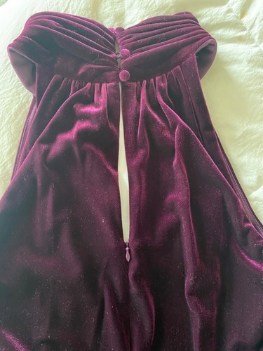 ELIZA J Ciruela Terciopelo Terciopelo Plisado Cuello Simulado Blusa Halter Vestido Talla 12 ¡Nuevo! - Imagen 16 de 24
