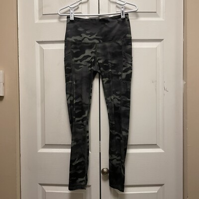 Reebok High Rise Camo Leggings Full Length Camouflage Green