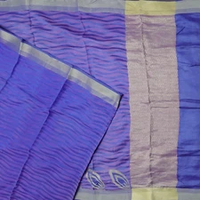 Namaste Vintage Blue Sarees 100% Pure Silk Woven Indian Sari 5YD Craft Fabric