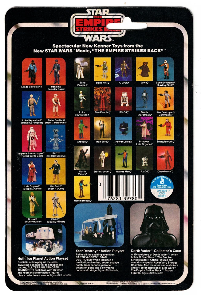 Reverso de tarjeta vintage Kenner 1980 Star Wars ESB Luke Skywalker Bespin Fatigues Foto 2 de 2