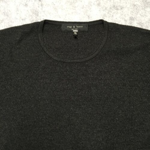 rag & bone Extra Fine Merino Wool Linen Sweater Mens XL Black Pullover Crew Soft - Picture 3 of 10