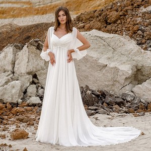 chiffon wedding dress long sleeve