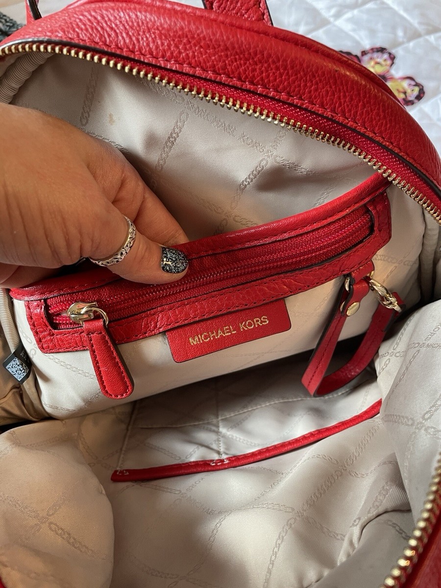 Michael Kors RHEA Zip Medium Red Leather Backpack Purse Bag  display picture 1