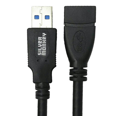 SILVER MONKEY USB-Verlängerungskabel 1m (3.0) Laden Datenübertragung Cable black