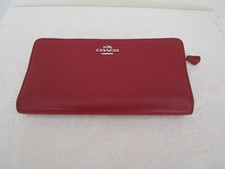 Coach Red Leather Long Wallet Clutch With ID Window Excellent Condition