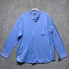 Club Room Shirt Mens Button Up XXL 2XL Blue Chambray Long Sleeve Casual