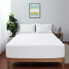 King Size Fitted Sheet Only White, 100 Egyptian Cotton 600 Thread Count, 16" De
