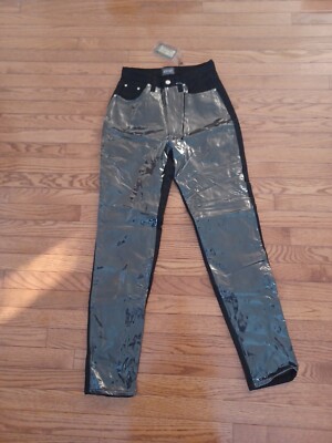 Jeans EXTE RARE BLACK AND CLEAR PLASTIC FRONT BLACK JEANS SIZE 31 Italy NWT 