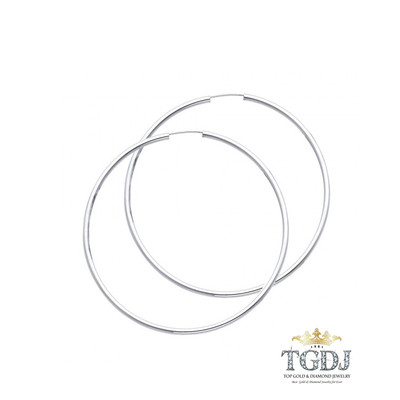 14K Solid Gold 2mm Hoop Earrings Diameter	:65 MM