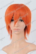 US 14inch Cosplay Wigs with Bangs Orange Synthetic Costume Wigs Halloween