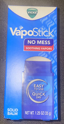 Vicks Vapo Stick Solid Balm 1.25oz Invisible No Mess Soothing Vapor Ointment NEW