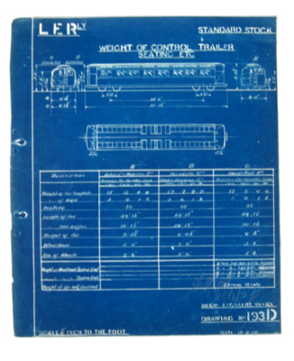 Original LER / Piccadilly Rly Kopie Diagramm Gewicht des Steueranhängers Sitzgruppe 1920