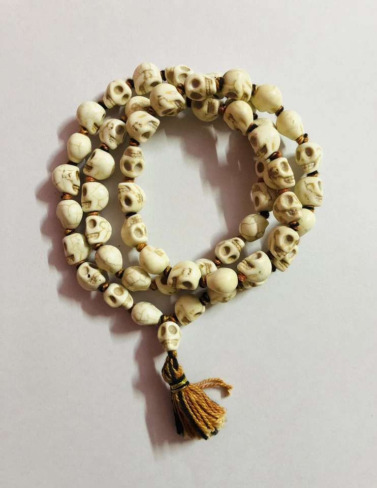 Gomukh + déesse KALI Nar Mund Mala ROSAIRE crâne sculpté 54 + 1 perles de pri... - Photo 4/4