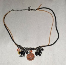 Kids Halloween Necklace Girls Black Cat Size Small Pumpkin Orange Black Clasp