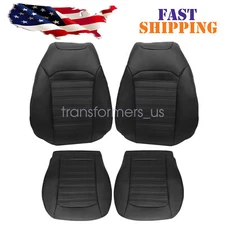 For Ford Fusion 2013-2017 Leather Driver Passenger Bottom Top Seat Cover Black