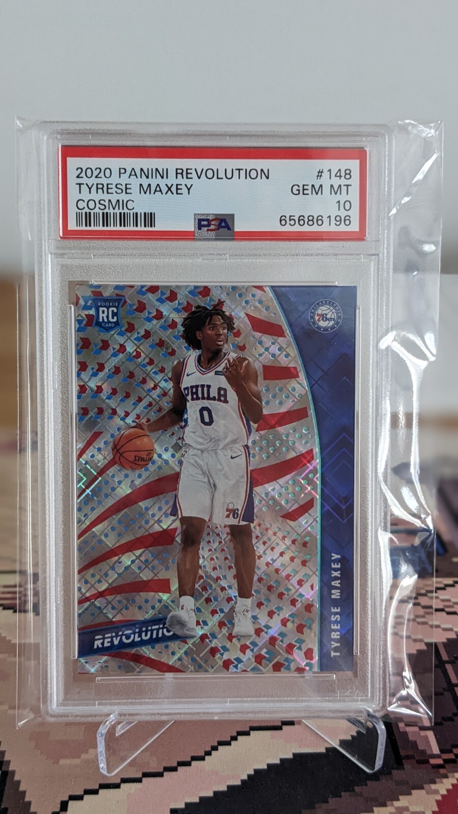 Tyrese Maxey RC 2020-21 Panini Revolution Rookie Cosmic 69/100 PSA 10