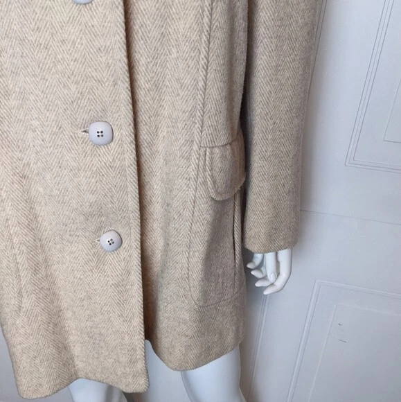 Abrigo de colección Herman Kay espiga mezcla de lana guisante talla grande Foto 3 de 4