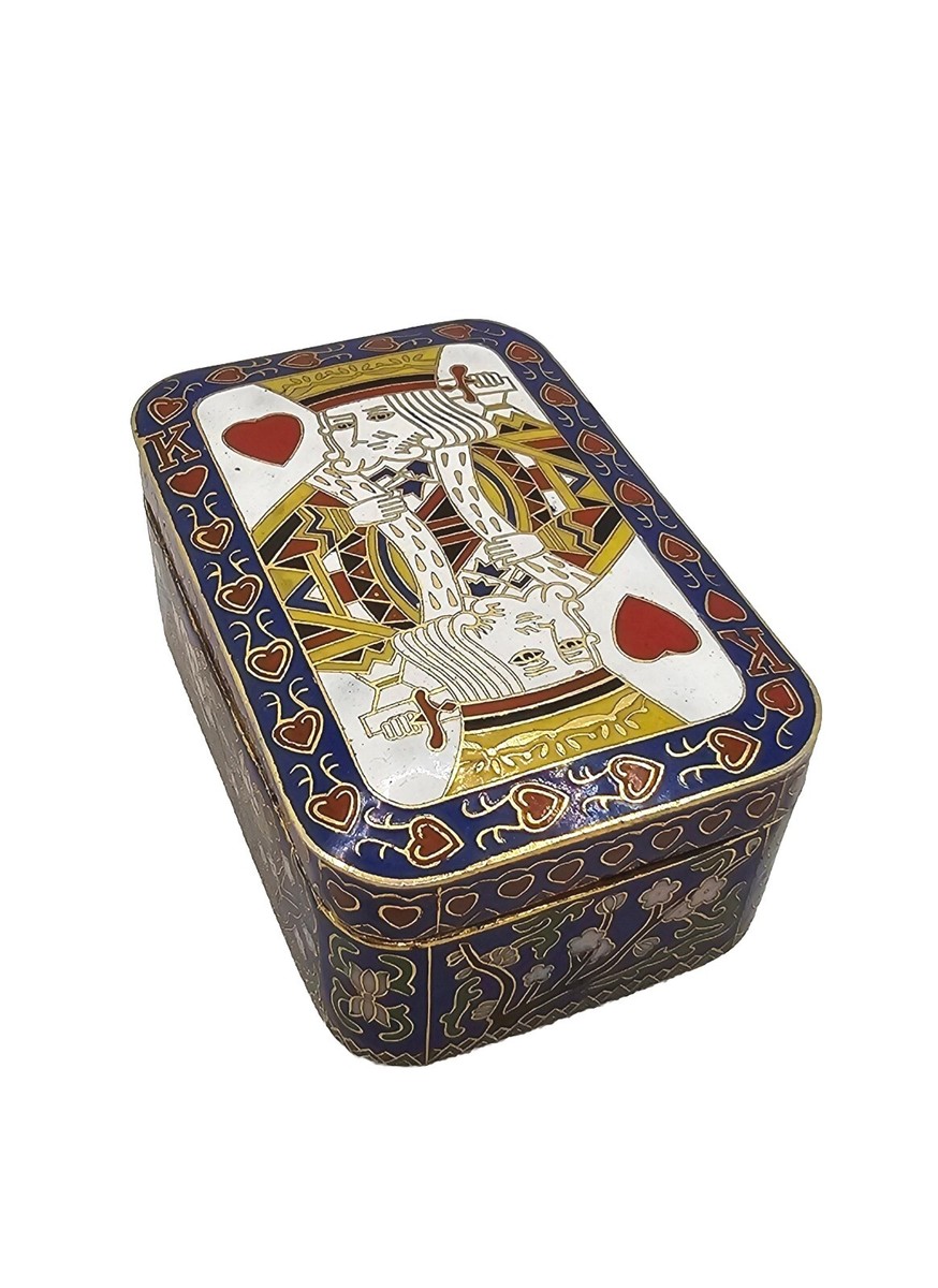 Vintage enamel metal box game playing card case storege trinket | eBay