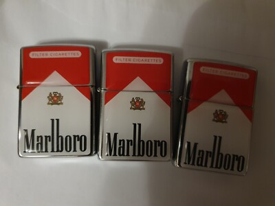 SELTENES 3er Set Benzinfeuerzeug MARLBORO, die legendäre Zigarettenmarke.