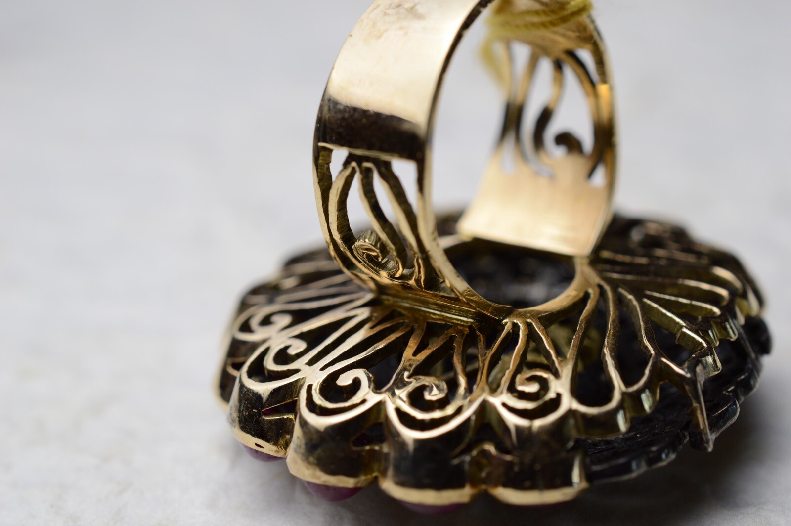 Opal Ruby Diamond Huge Shield Ring 14K Solid Gold… - image 13