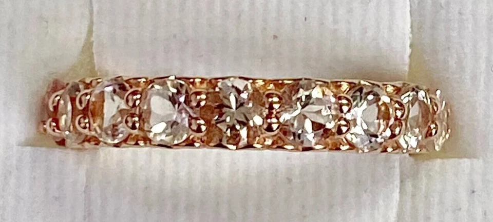 HSN Colleen Lopez Sterling Rose Gold Plated Morganite Eternity Band Ring Size 10 - Image 3 of 4