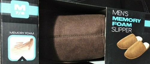 Memory Foam Slippers Warm wool lining for Mens Size Medium 7/8 Color Dark Brown