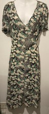 Y2K Topshop Green/Black Floral Tea Dress w Tie-Back UK12 Tall NWOT RARE!!