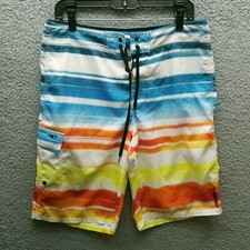O'Neill Men's 32 Striped Multicolor Board Shorts Swimwear 33.25" 10.5" 11.5"