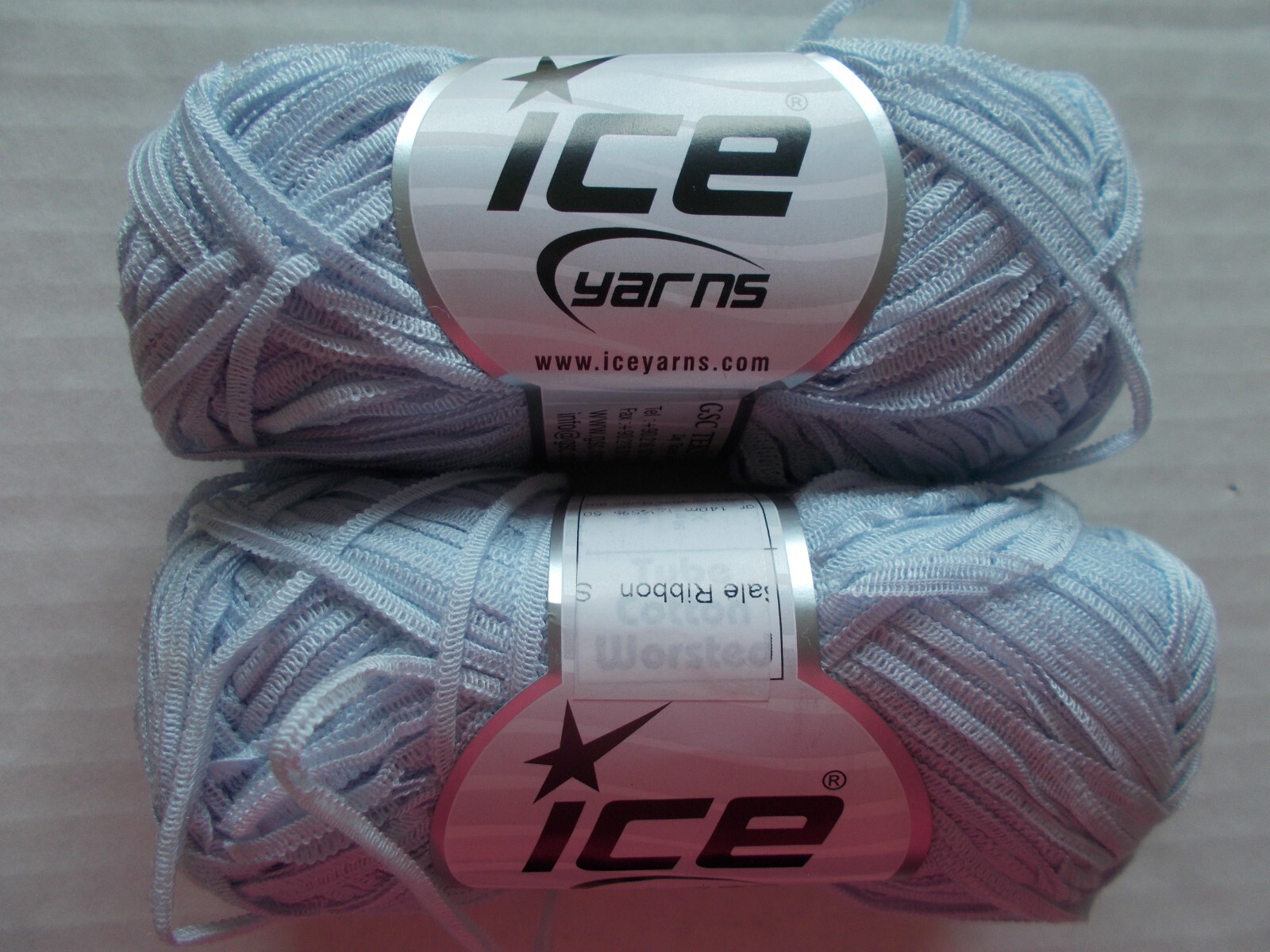 Ice Yarns Loopy Ribbon yarn, light grayish blue, lot of 2 (154 yds each ...