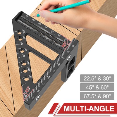Multi-Angle Measuring Ruler Aluminum Alloy Metric Mini Square Ruler 22.5° teDnS