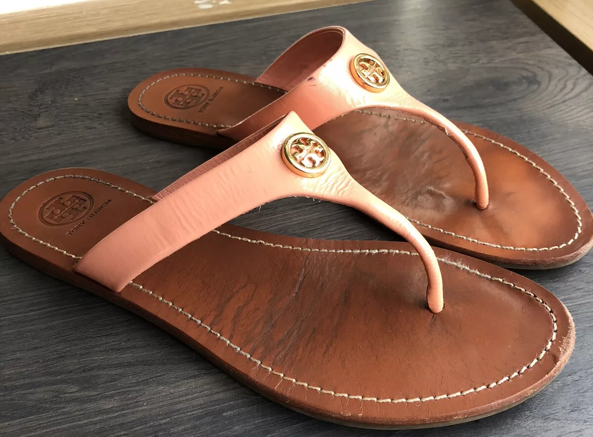 Tory Burch Pink Leather Mini Miller Thong Flat Sandals Size 38 Tory Burch