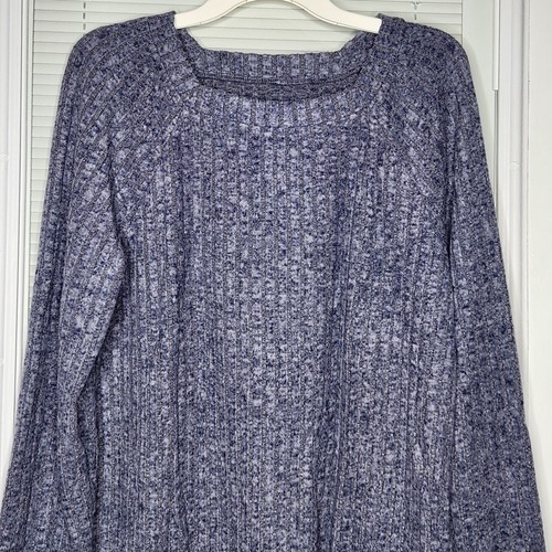 Women's X-Large Long Sleeve Square Neck Sweater Tunic Top Grey - Picture 3 of 4