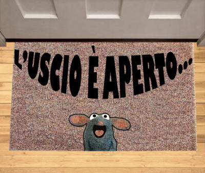 ZERBINO TEPPICH DER AUSGANG IST OFFEN BÄR BÄR HAUS BLAU MEME LÄSTERUNG MAUS SCHWEIN