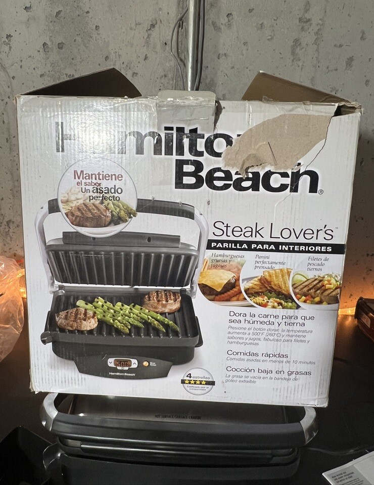 Hamilton Beach 25331 Steak Lover's Indoor Searing Grill Nonstick Black