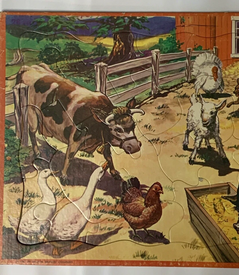 Puzzle Milton Bradley Farming 1957 Life On The Farm Marco Bandeja 10" x 14 De colección Foto 2 de 4